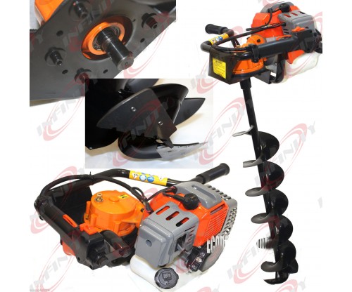  52cc 2.3HP Gas Powered Ice Post Hole Digger W/ 6" Ice Dril Bit w/Sharp Blades